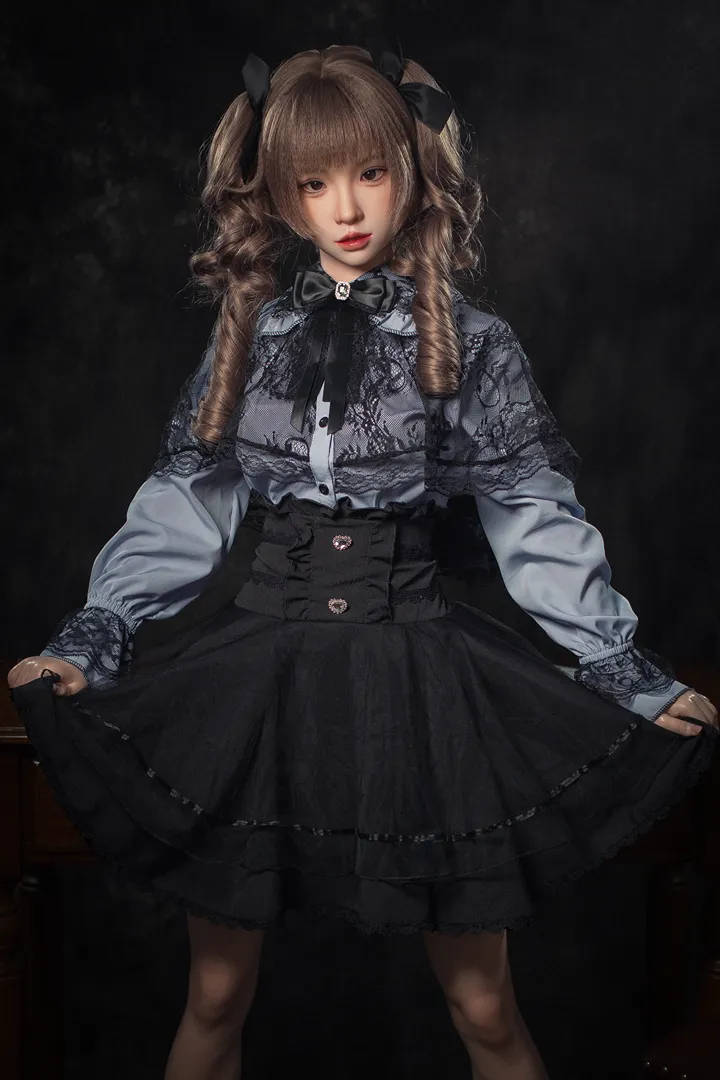 148cm (4ft10) B-Cup Gaya Gothic Lolita Silikon Anak Patung Seks Xiaorou, ROS Kepala #103B